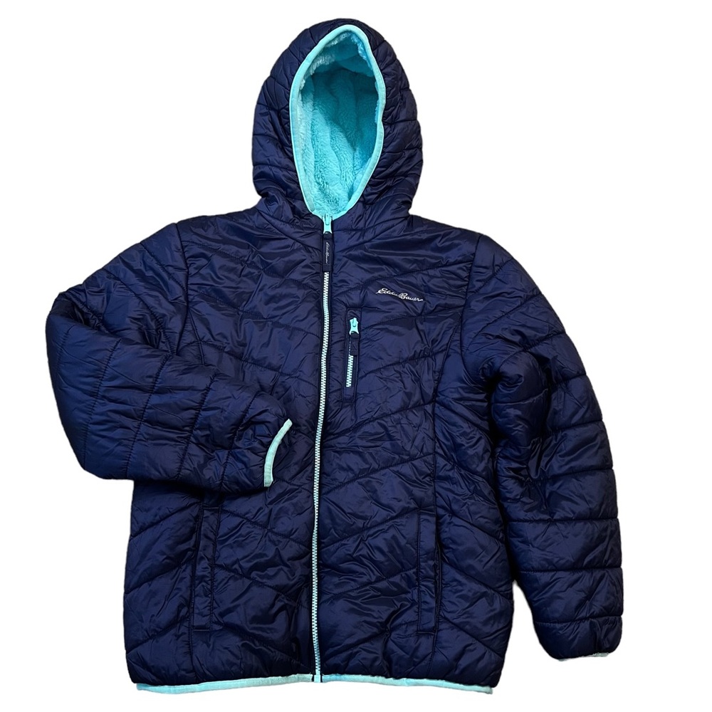 EDDIE BAUER Girls Reversible Deer Harbor Jacket Coat EUC Youth Large 14/16